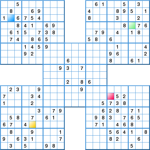 Prize Samurai Sudoku - Competition - Very hard